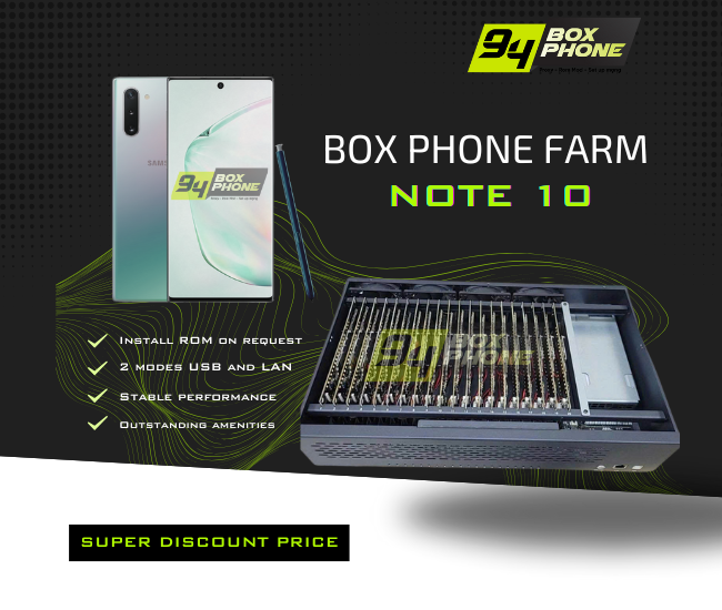 Box Phone Farm Note 10 USB + LAN/OTG black/blue USB board