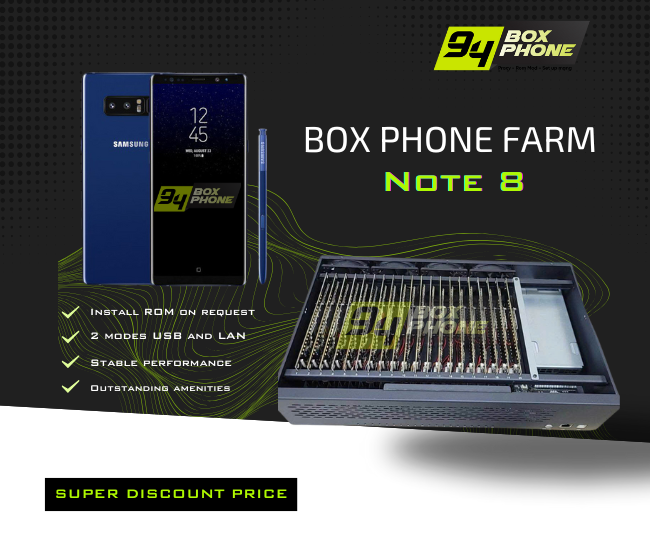 Box Phone Farm Note 8 USB Port + LAN/OTG