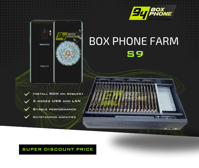 Box Phone Farm S9 USB + LAN/OTG black/blue USB board