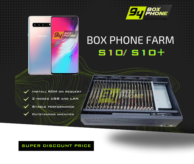 Box Phone Farm S10 Black USB + LAN/OTG board