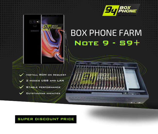 Box Phone Farm Note 9 USB + LAN/OTG black/blue USB board